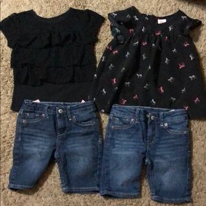 4T girls bundle! 2 cute black tops, 2 jean shorts